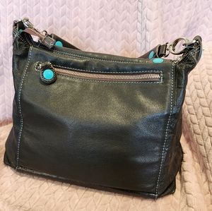 GABS made in Italy - Leather Convertible Crossbody Shoulder Tote Bag Purse Black